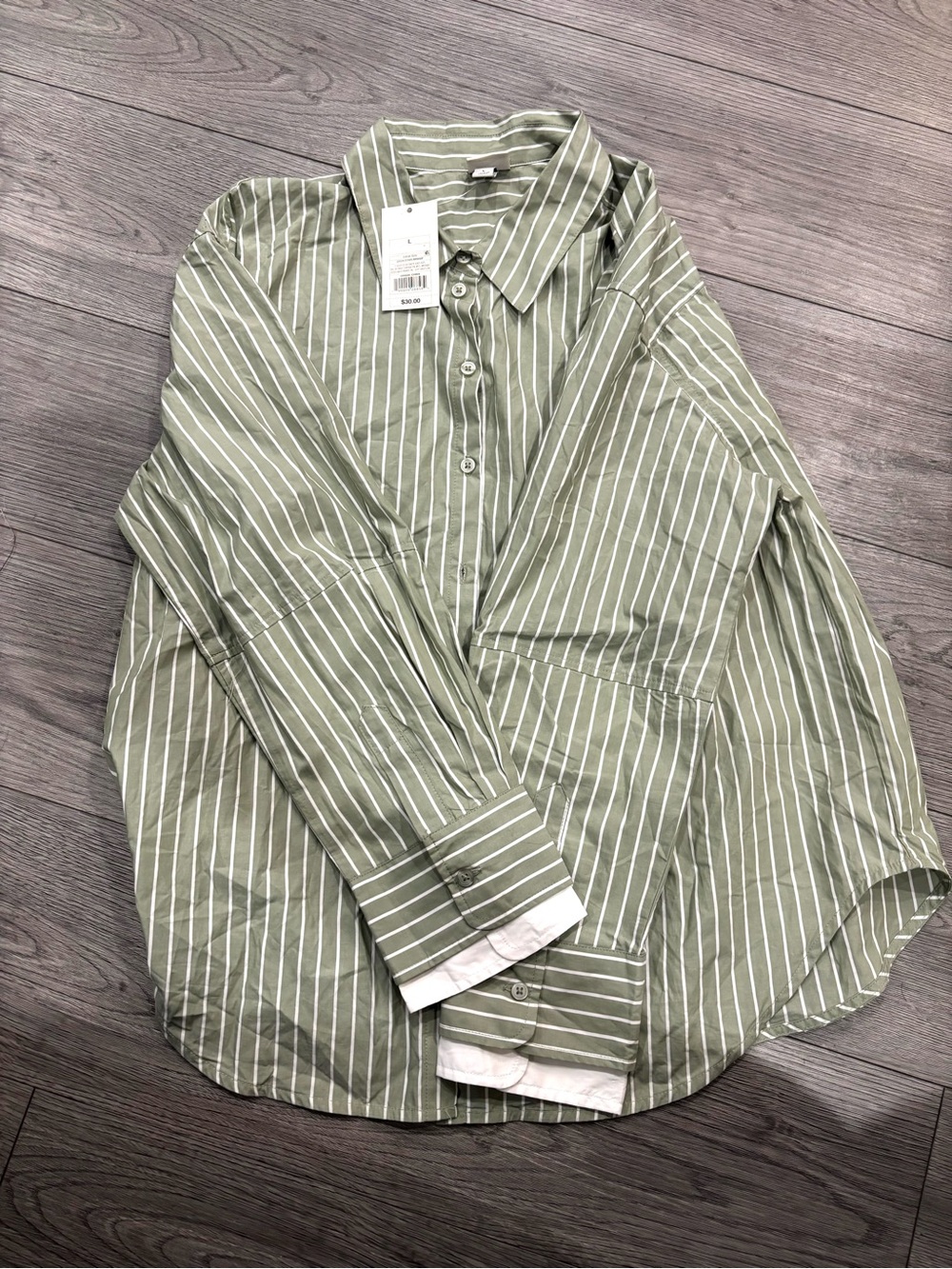 Target Olive Green Striped Button-Down Shirt